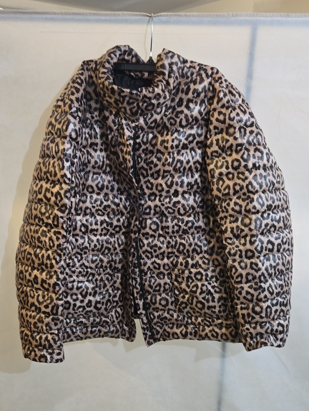 Lands' End Leopard-Pattern Puffer Jacket in Tan & Black